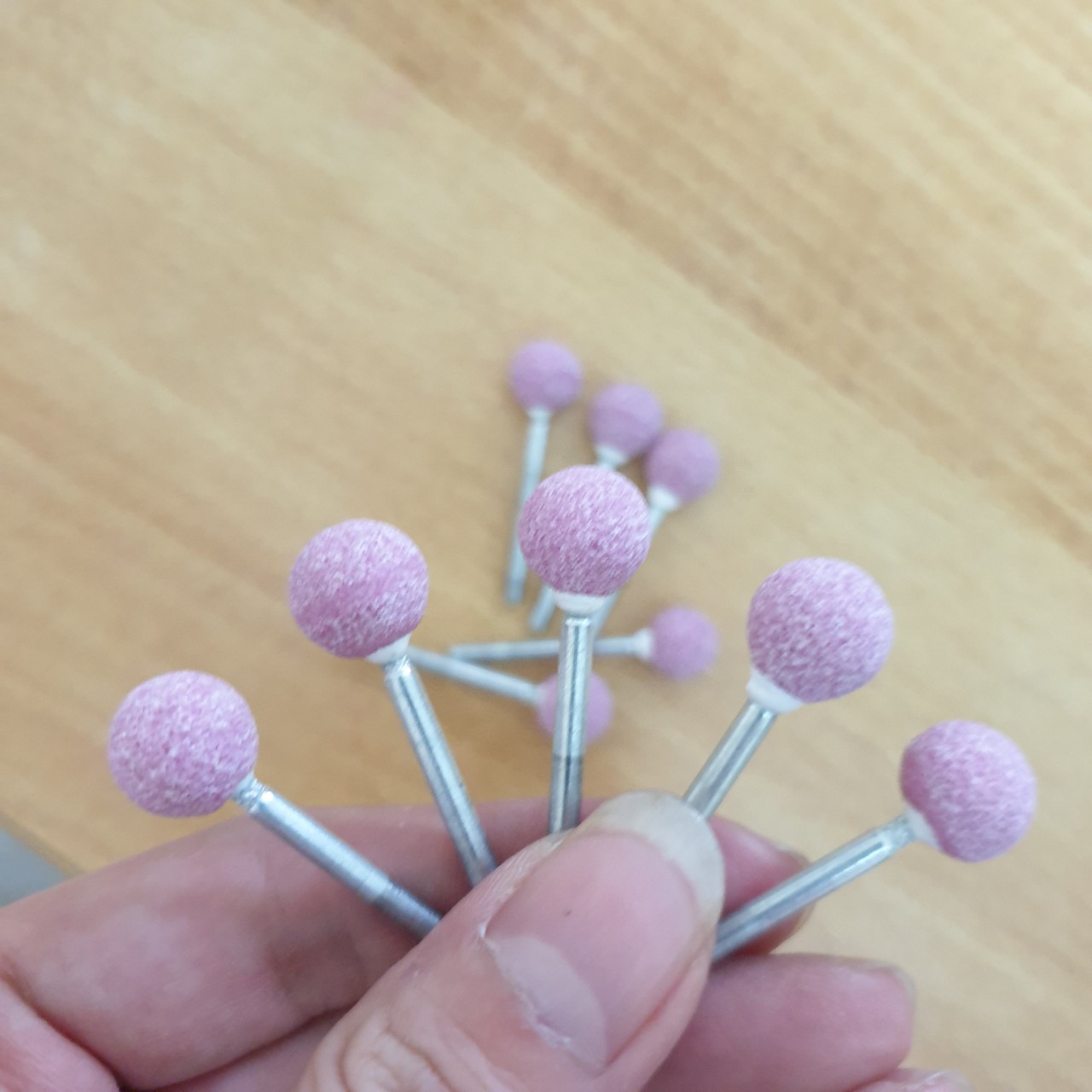 Đá mài mini đầu tròn 10 viên - đá mài đầu bi cán 3mm đầu 12mm