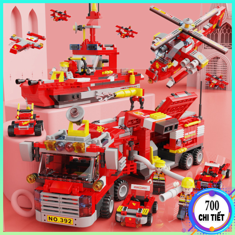700 Chi tiết- Đồ chơi lắp ráp Lego Cảnh Sát Swat Cứu Hỏa SW700 kèm mô hình lắp ráp lego tàu chiến/ trực thăng/ xe cảnh sát đồ chơi cho bé