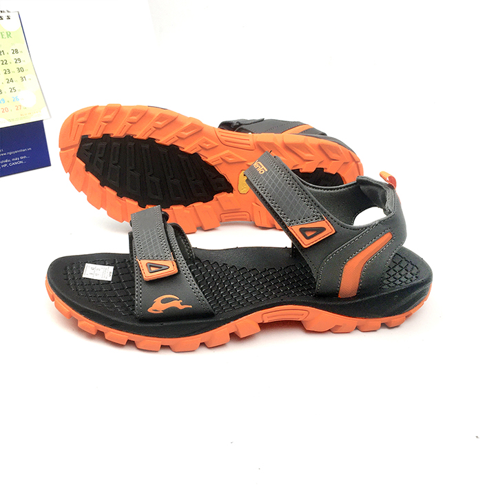 Dép sandal Vento nam đế cao su kết hợp 2 màu xám cam có size ngoại cỡ 44-45-46