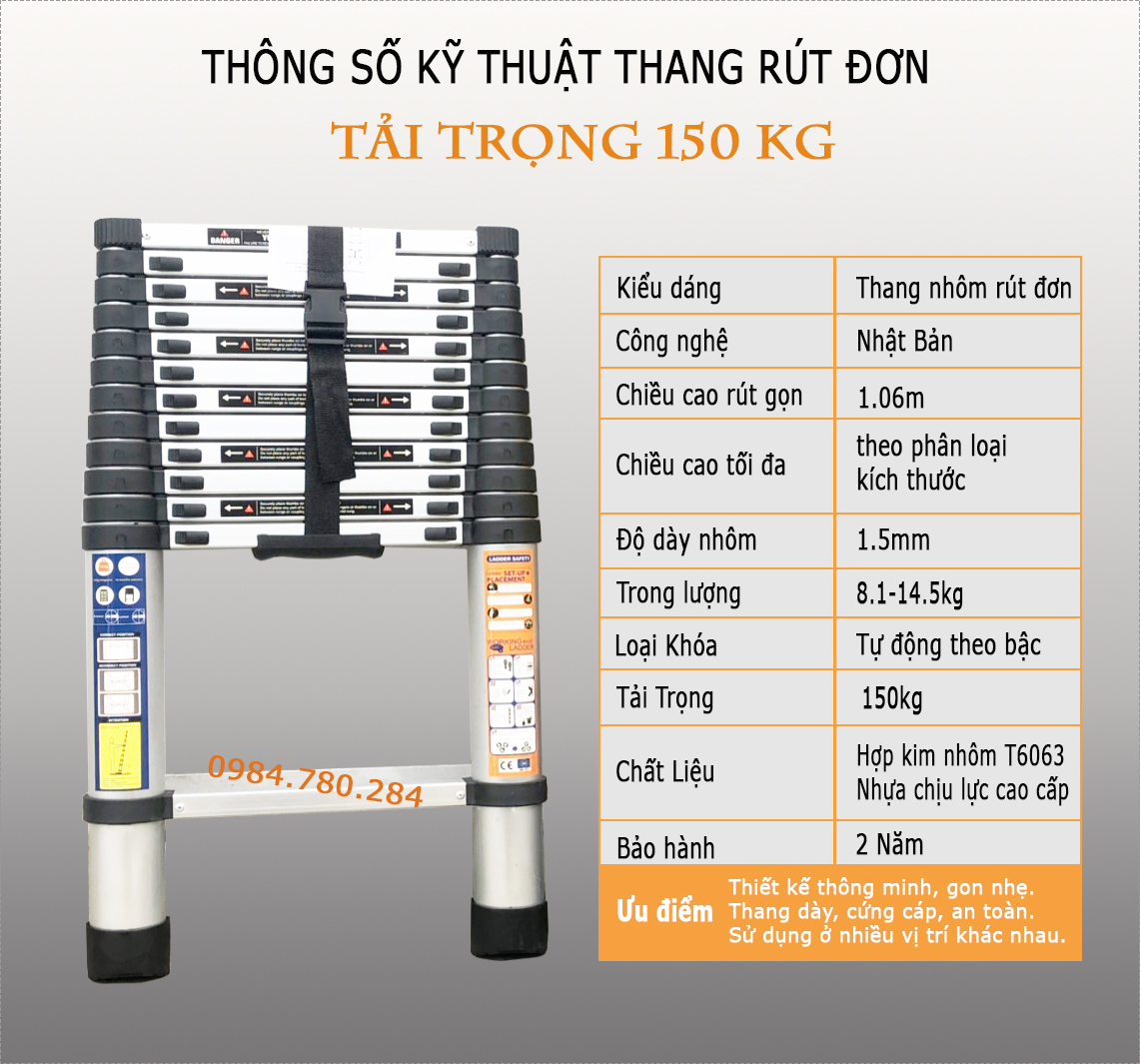 Thang rút nhôm nhập khẩu nguyên chiếc