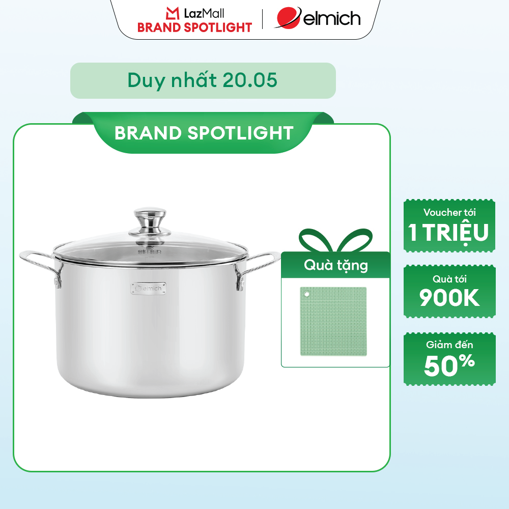 (Chỉ 25-29.05)Nồi luộc gà inox 3 lớp đáy liền Elmich Trimax Classic 2410OL size 28cm