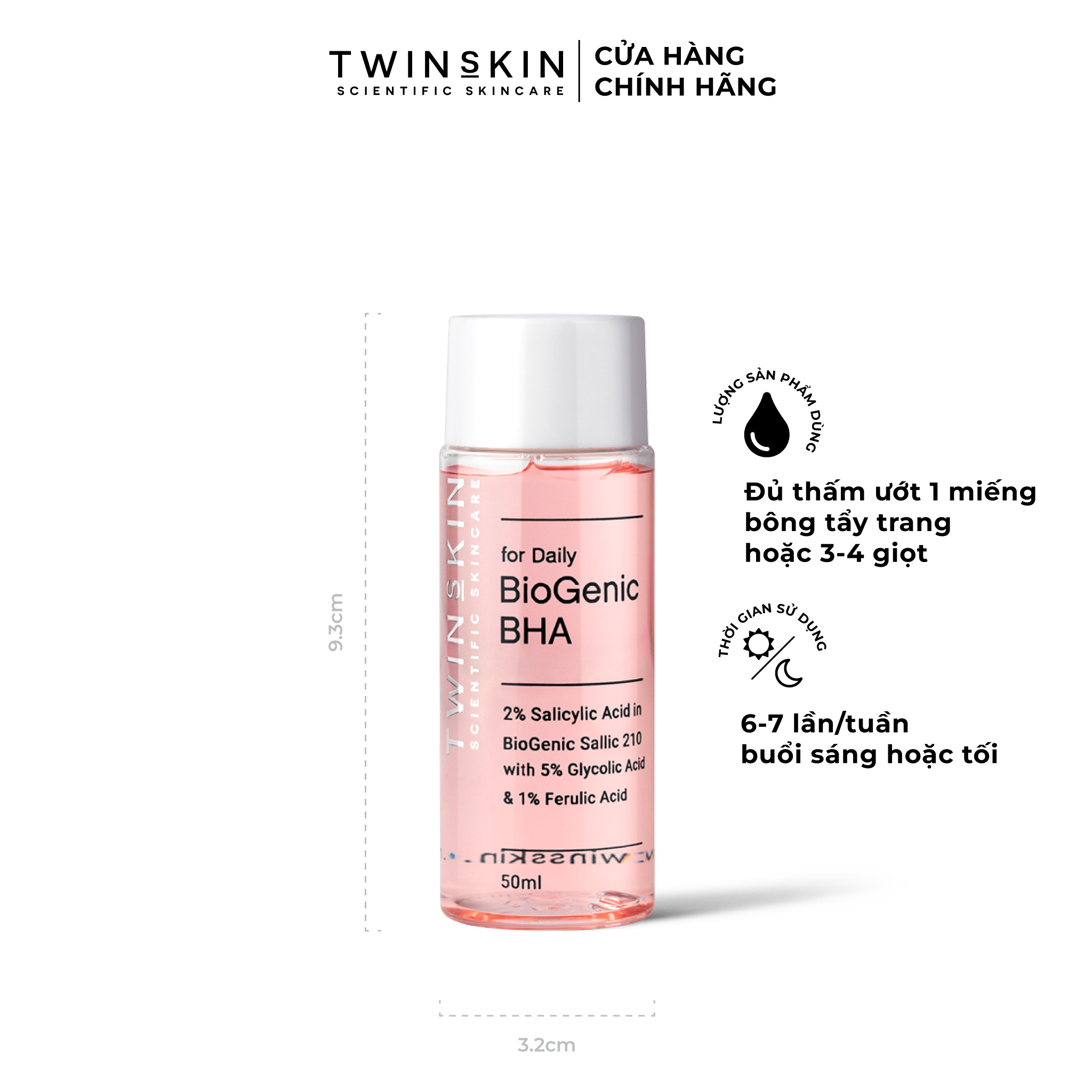 BIOGENIC BHA FOR DAILY - Toner thanh tẩy tế bào chết dưỡng sáng da cải thiện lão hoá Twins Skin 50ml
