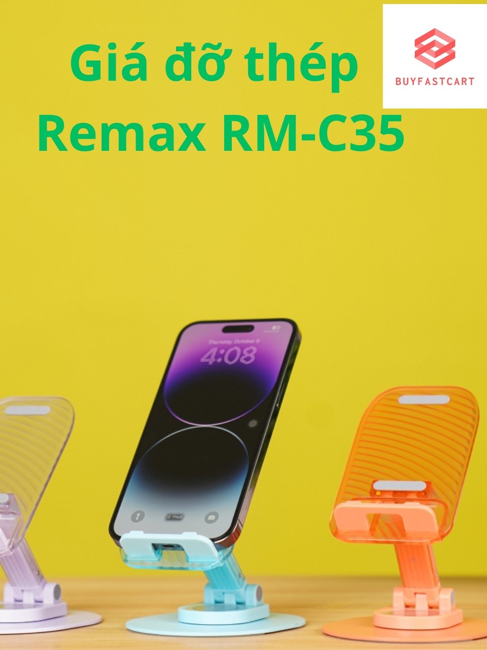 Giá đỡ điện thoại, máy tính bảng để bàn Remax RM-C35 Chân đế hợp kim cao cấp chắc chắn, màu xanh lá - Hàng chính hãng