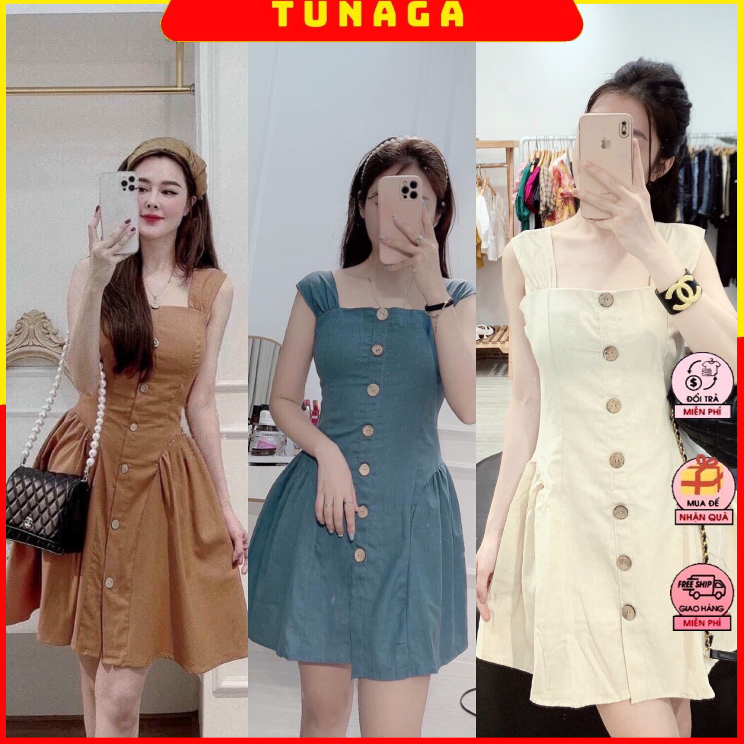 Váy dây nữ ôm dáng, đầm nữ dây bản to ôm body xòe dưới_màu cực mê chất siêu mát