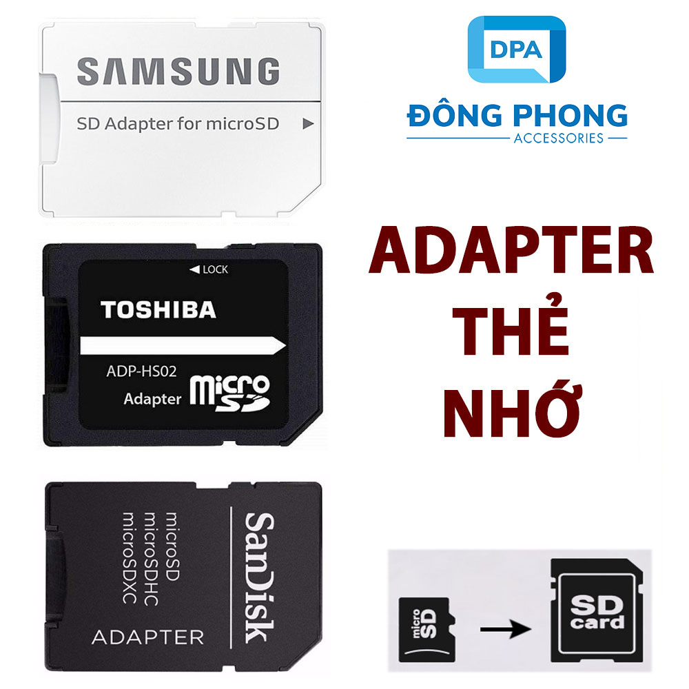 Adapter thẻ nhớ chuyển đổi thẻ nhớ micro sd sang thẻ sd chính hãng