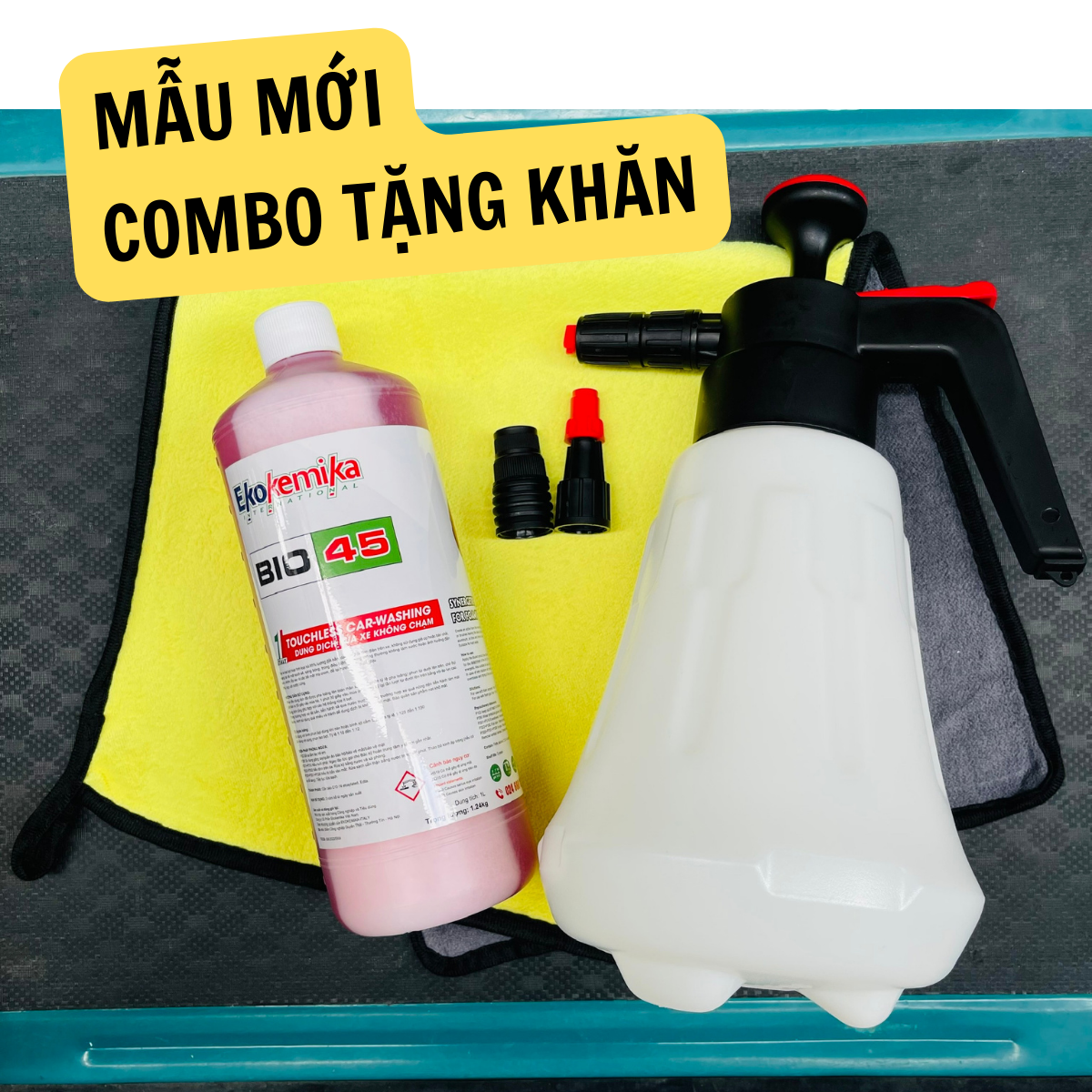 Xà bông rửa xe không chạm ekokemika bio 45 1l + bình xịt rửa xe bọt tuyết 2l