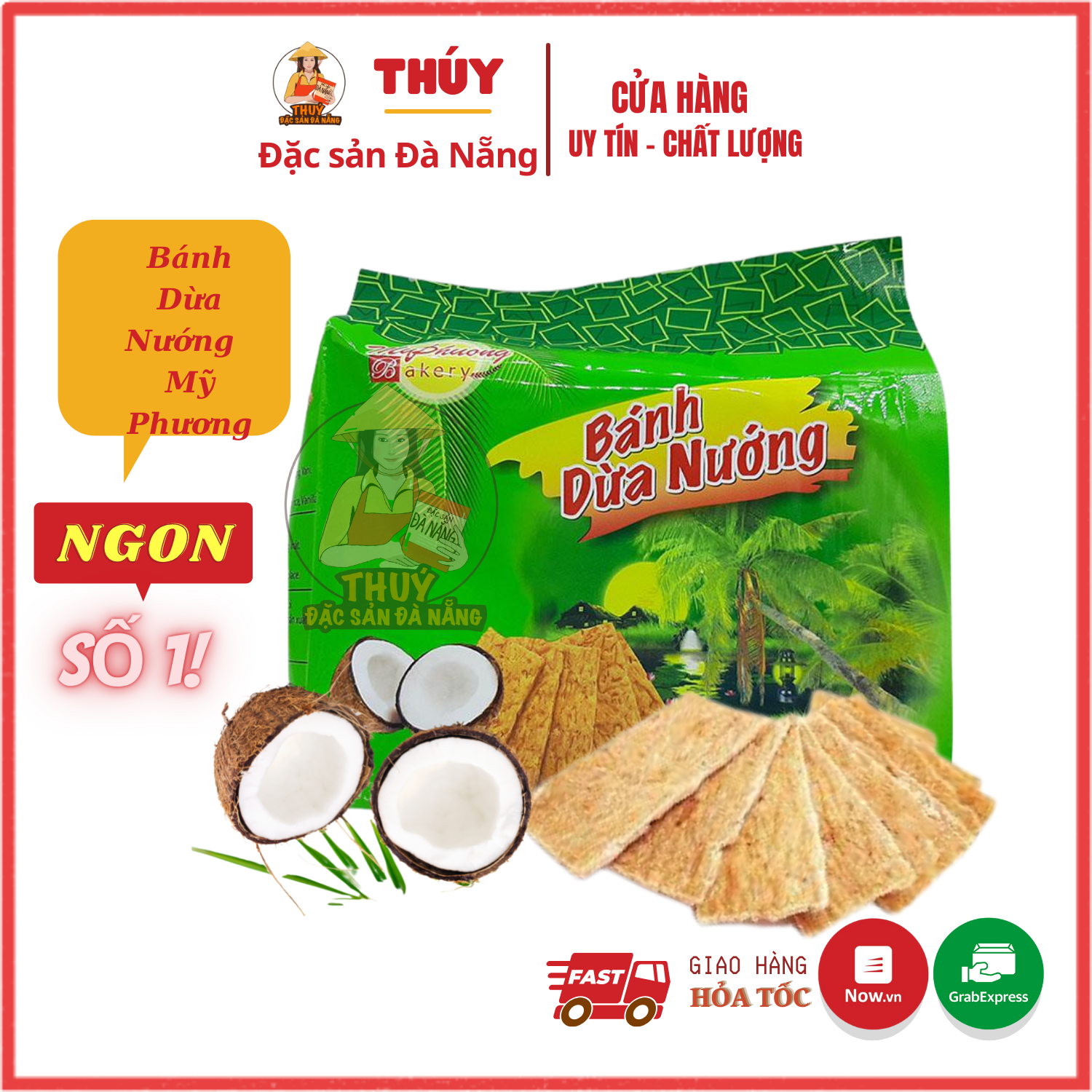 Bánh dừa nướng Mỹ Phương gói 170gr Đặc sản Quảng nam Đà Nẵng bánh ngon giòn ngọt vừa ăn không cứng  không ngán càng ăn càng ngon
