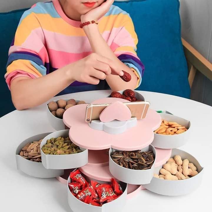 Khay mức xoay 2 tầng 10 cánh tết 2024