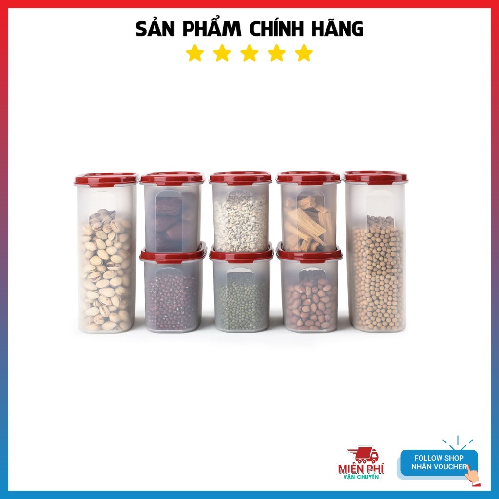 Bộ hộp bảo quản đồ khô để kệ bếp tupperware modular mate oval tu01