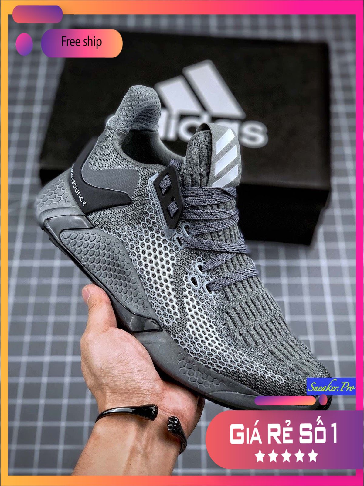 [FreeshipMAX] (SIÊU KHUYẾN MẠI) Giày thể thao sneaker nam nữ ALPHABOUNCE instinct M 2020 black xám tro
