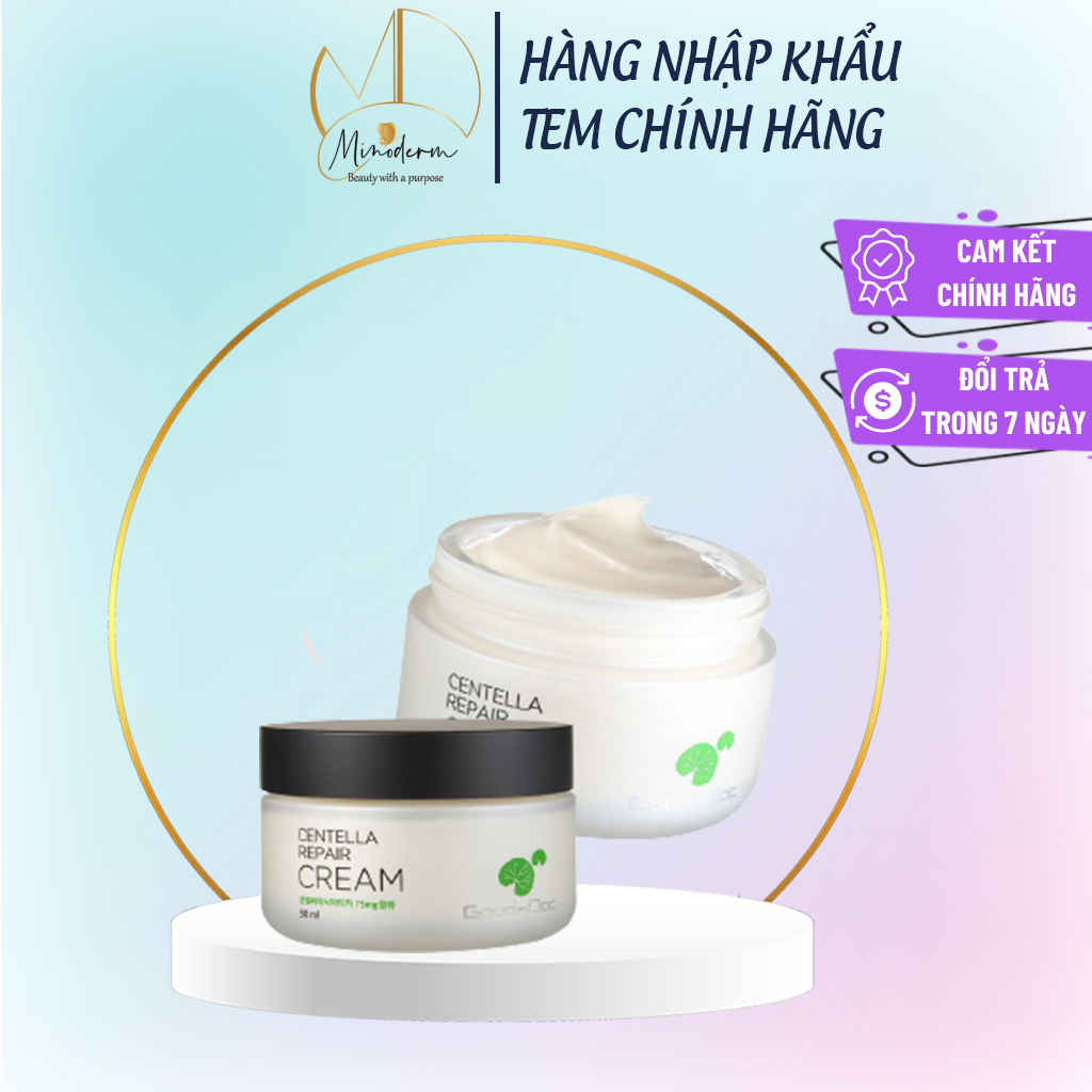 Kem dưỡng rau má GoodnDoc Centella Repair Cream giúp trắng sáng và phục hồi sau tổn thương 50ml