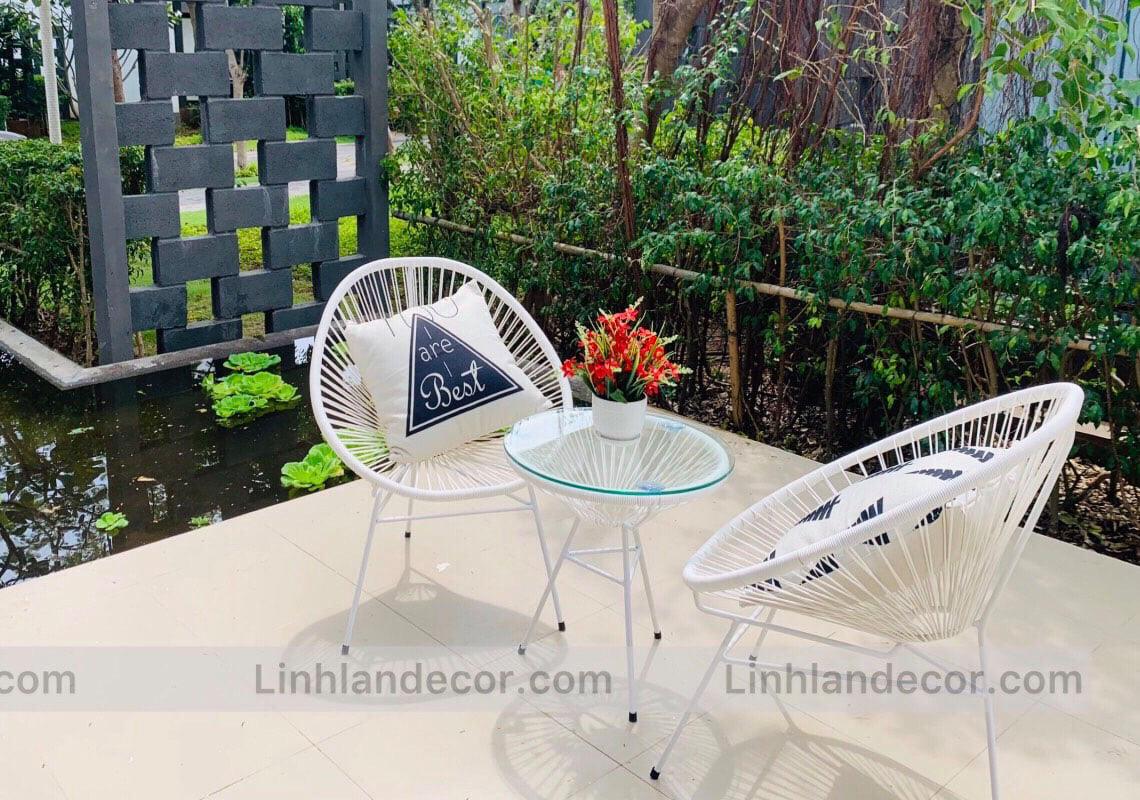 Bộ Bàn Ghế Ban Công Thư Giãn Mây Nhựa Acapulco - Bộ bàn Ghế Mây Nhựa Ngoài Trời Đang Được Săn Đón Năm Nay