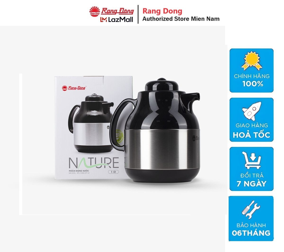 Phích Pha trà Dung tích 1 Lít có lõi lọc Rạng Đông - Model: RD-1055 ST1.E