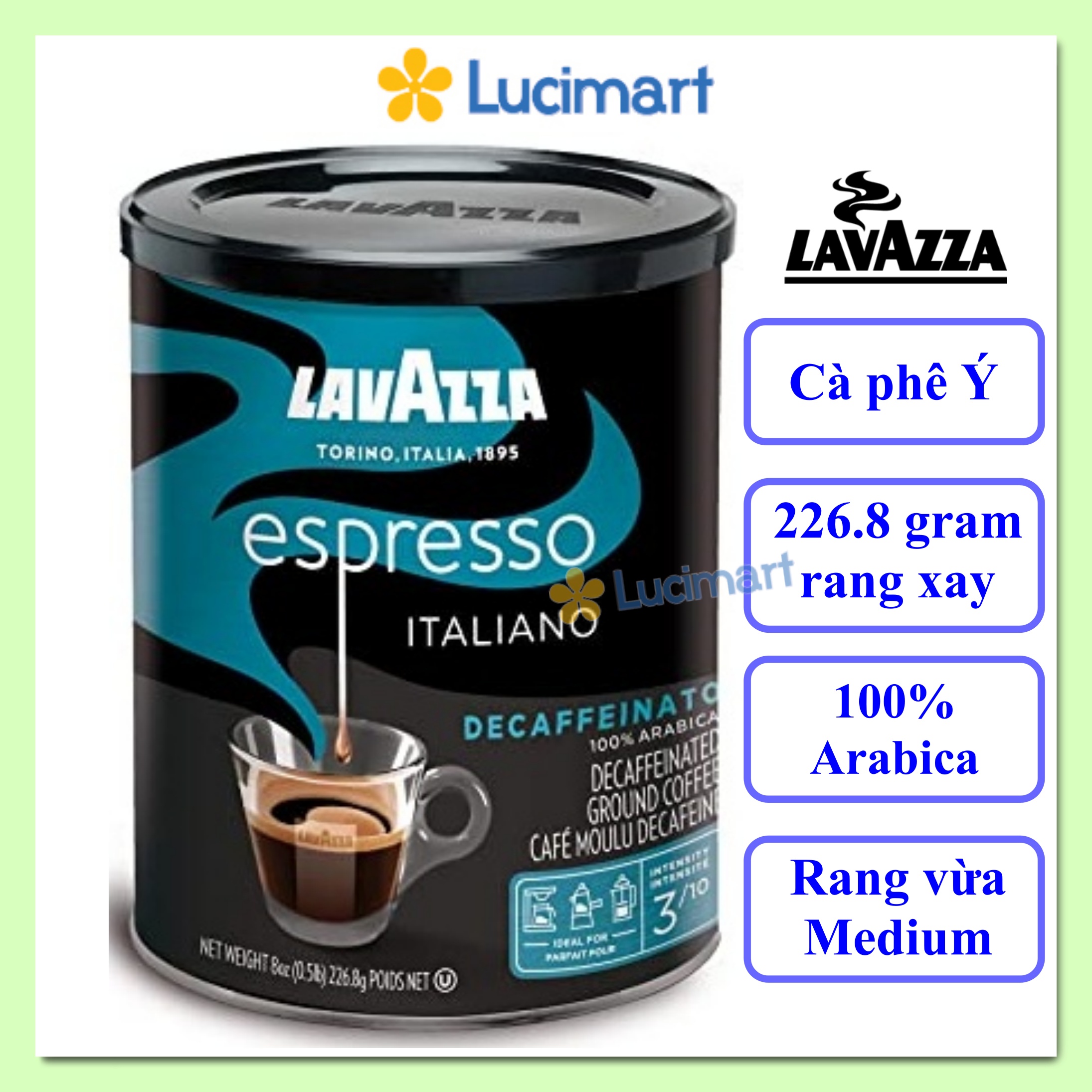 Cà phê Ý Lavazza rang xay sẵn Lavazza Espresso Decaffeinato Italiano