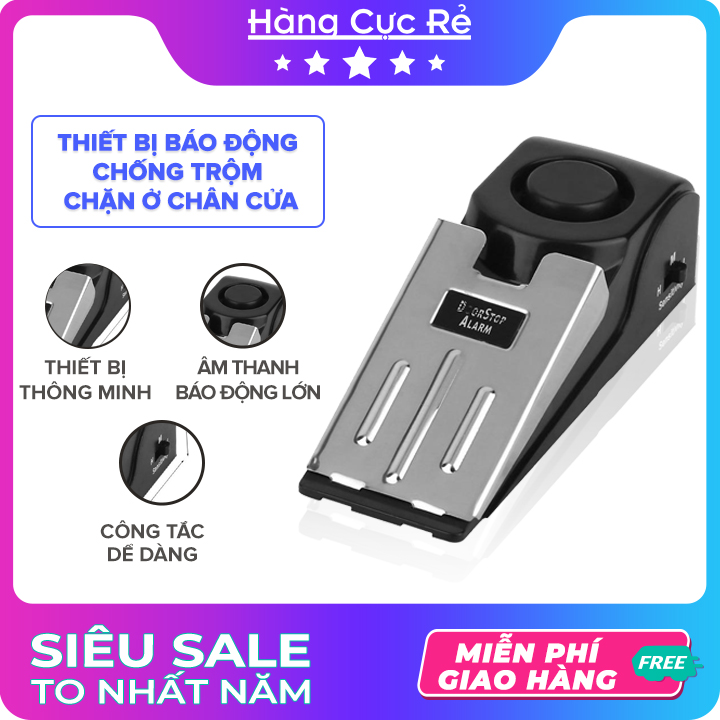 Thiết bị chặn cửa cảm biến báo động chống trộm + Tặng kèm pin 9V - Shop Hàng Cực Rẻ