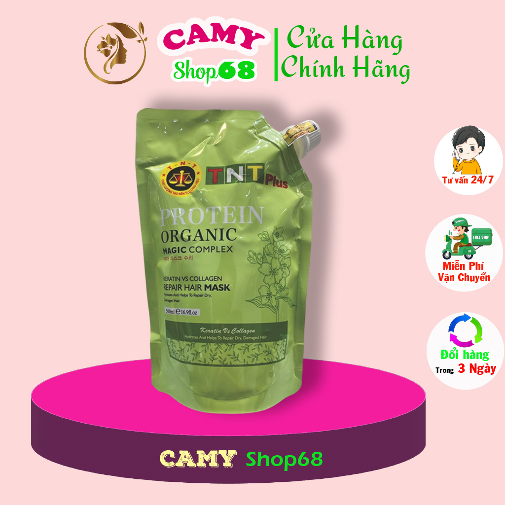 Tnt_ kem hấp ủ xả phục hồi tóc protein tnt 500ml | phục hồi tóc, giúp tóc siêu mềm mượt ngay lần đầu sử dụng đầu tiên camy shop68