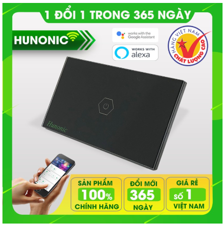 Công Tắc Thông Minh Hunonic 1 Nút Dùng Cho Điều Hòa, Bình Nóng Lạnh, Máy Bơm...│Hẹn giờ tự động, điều khiển từ xa