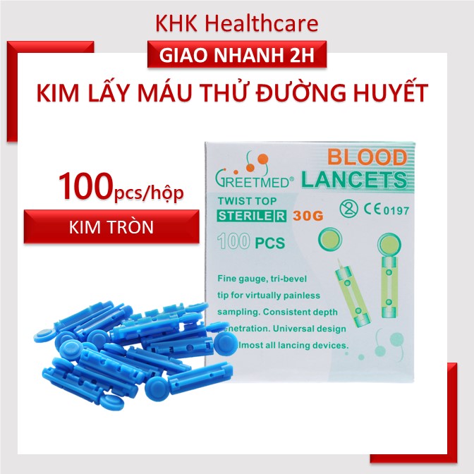 Kim lấy máu cho máy đường huyết Greetmed Blood Lancets hộp 100 Kim