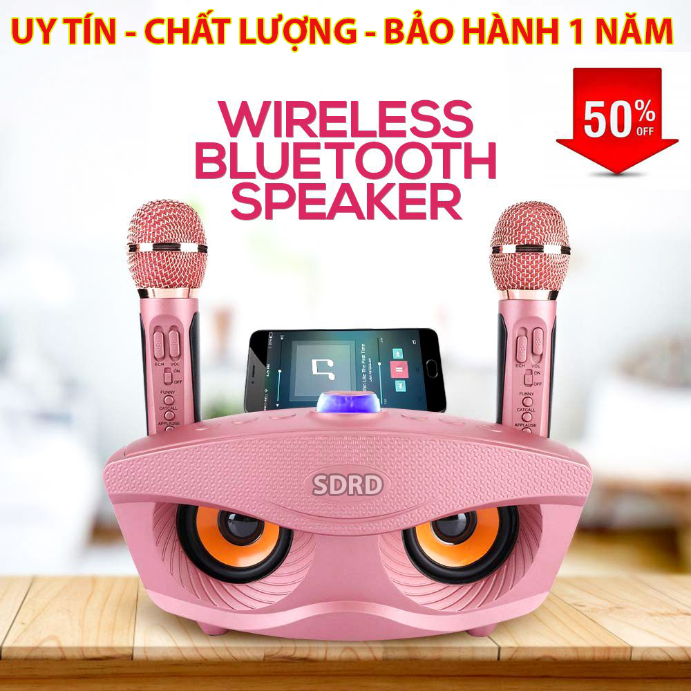 Loa nhật công suất lớn - Loa hát karaoke Bluetooth JVJ SD306 kèm 2 mic - Loa mắt cú - Micro Không dây hỗ trợ hiệu ứng âm thanh Bass cực chuẩn hỗ trợ cổng cắm thẻ nhớ jack 3.5mm tương thích với mọi thiết bị.