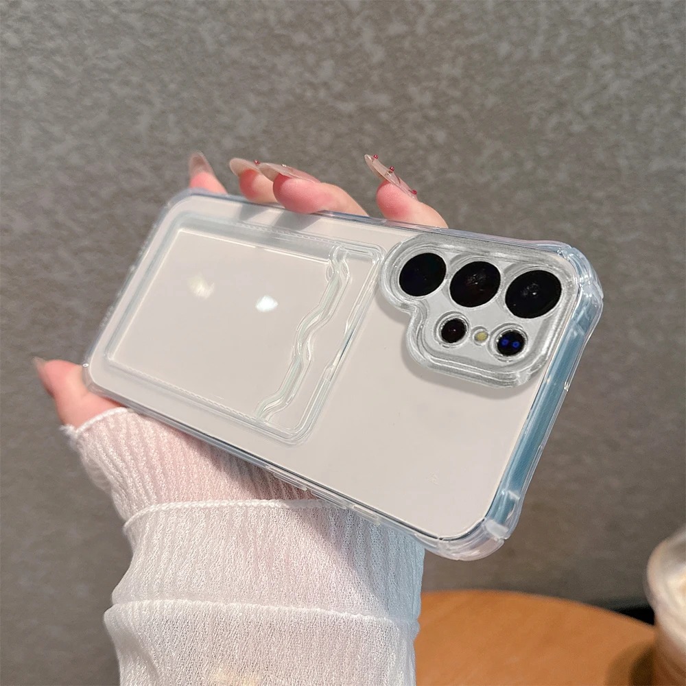  Ốp Điện Thoại Dẻo Trong Suốt Chống Sốc viền vuông Có Ngăn Đựng Thẻ Cho Samsung Galaxy S25 S24 S23 S22 Note 10 9 8 Ultra S21 S20 S10 S9 S8 Plus FE A17 A07 A06 A16 A15 A14 A34 A54 A13 A23 A33 A53 A73 A72 A52 A32 A56 A55 A36 A35 A05 A30 A50 s A70 A12 A22 A31 