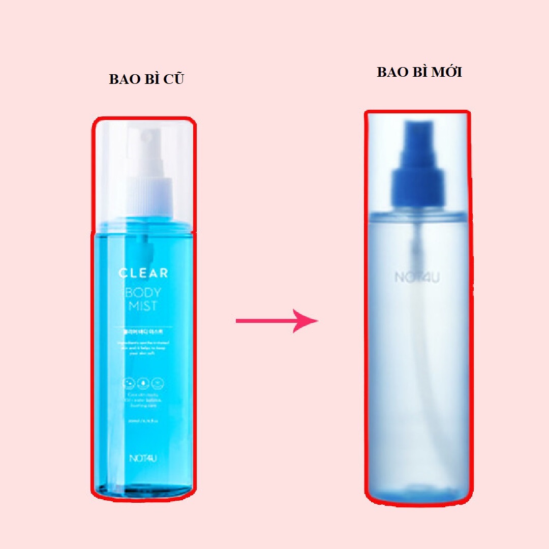 Xịt hỗ trợ giảm mụn lưng, toàn thân Not4U Clear Body Mist 200ml