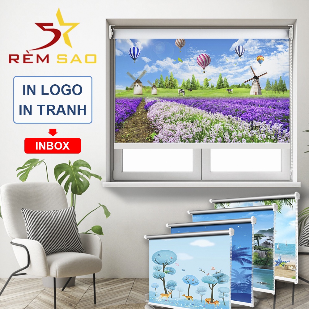 Rèm cuốn in tranh văn phòng phòng ngủ phòng khách Rèm chống nắng 100% Rèm 5 Sao