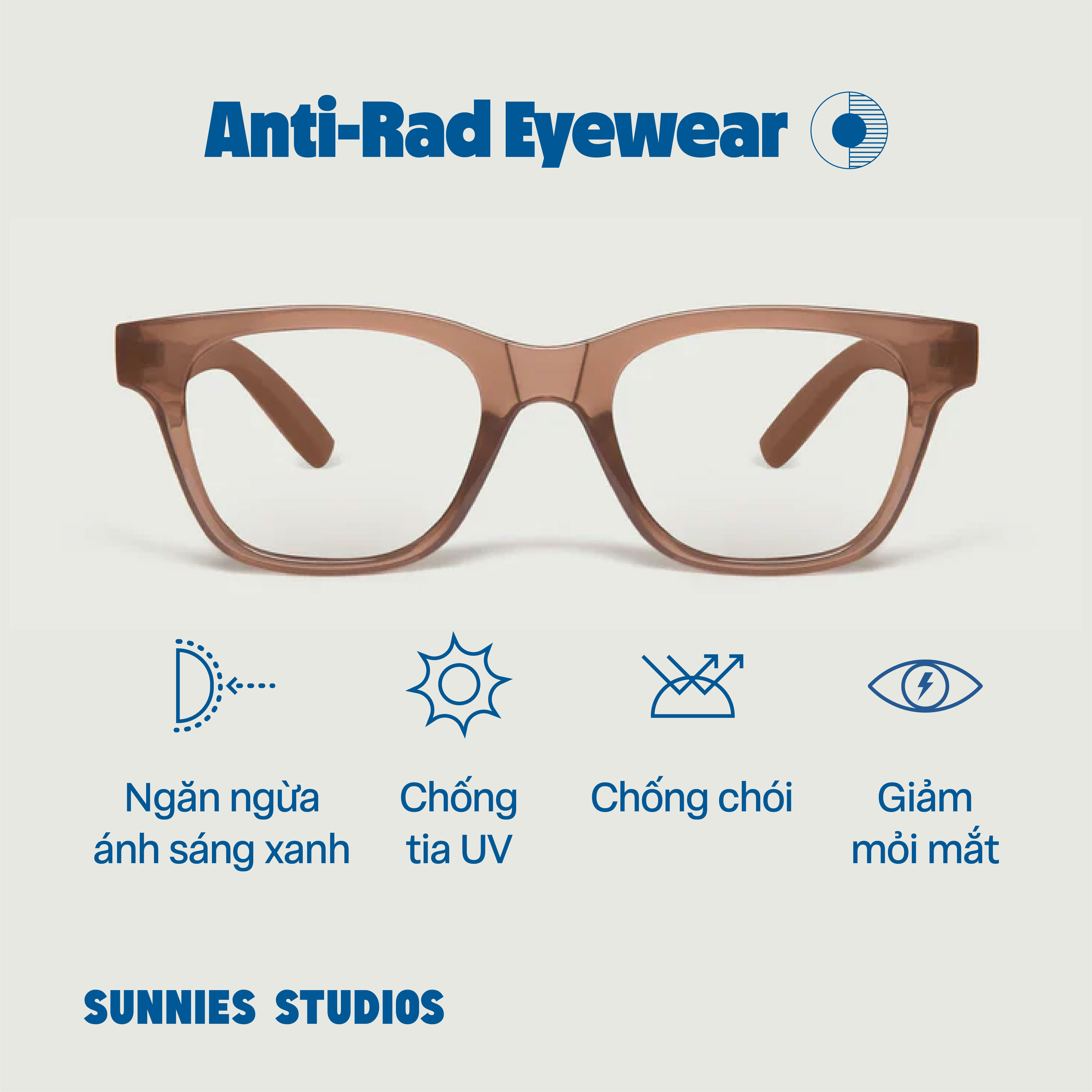 Kính Sunnies Studios Chống Ánh Sáng Xanh Gọng Vuông Theo Sable