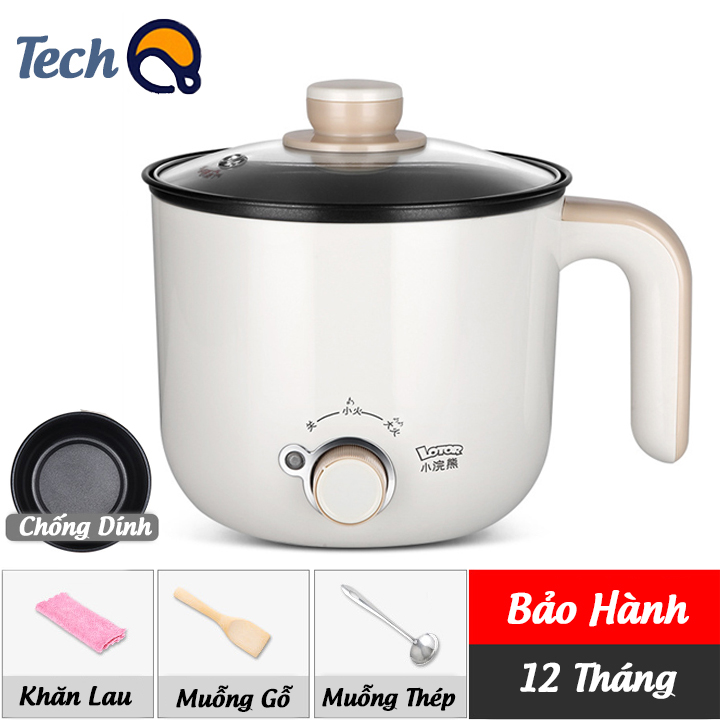 Nồi lẩu mini Lotor dung tích 1,3L cao cấp, nồi lẩu điện điều chỉnh nhiệt có lồng hấp tiện lợi, noi lau dien gia đình chống dính– Bảo hành 12 tháng