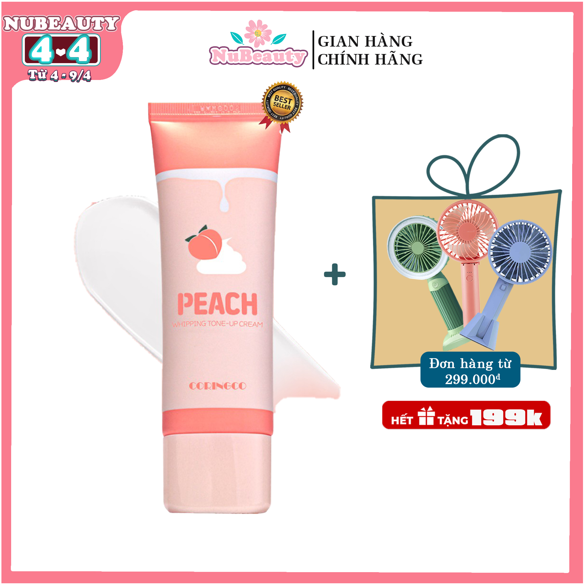 "CHÍNH HÃNG" Kem dưỡng trắng nâng tông da Coringco Peach Whipping Tone Up Cream 50ml, Kem đào dưỡng trắng da bật tông hiệu quả, kem duong trang nang tone "FREE SHIP TOÀN QUỐC" -Nubeauty
