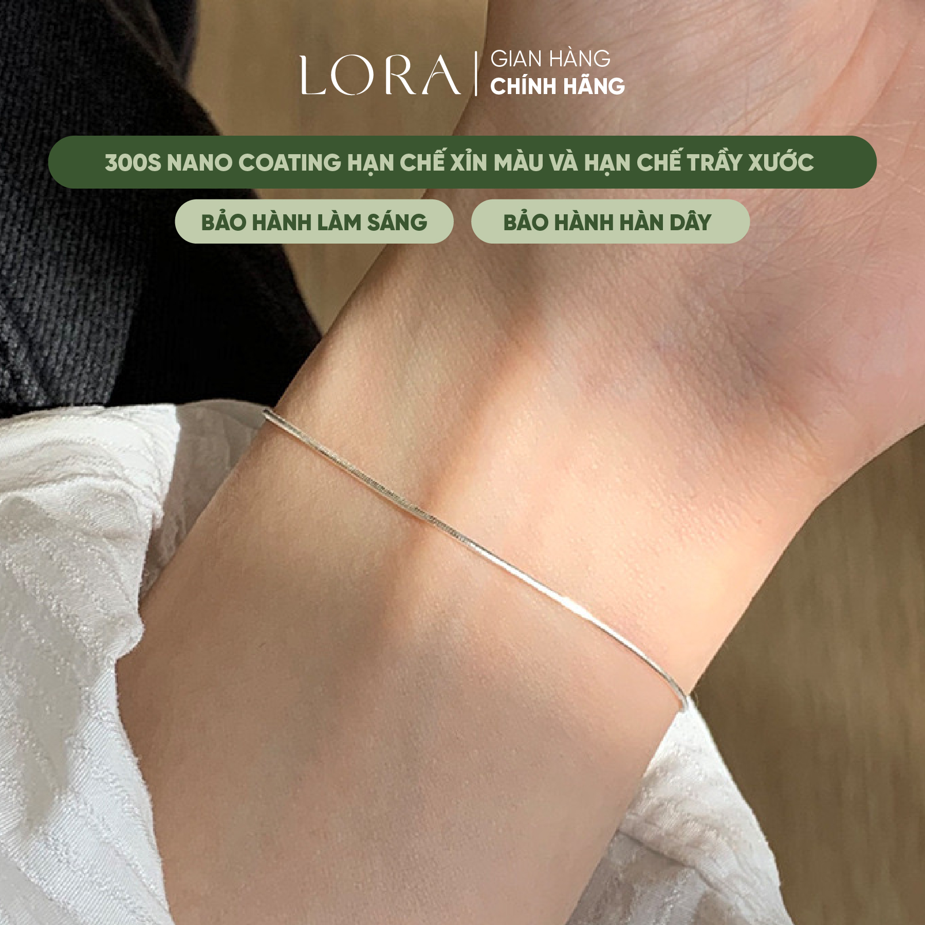   BH Trọn Đời  Vòng Tay Lắc Tay Bạc Trơn S925 Lora Cho Nữ May Mắn Bình An 
