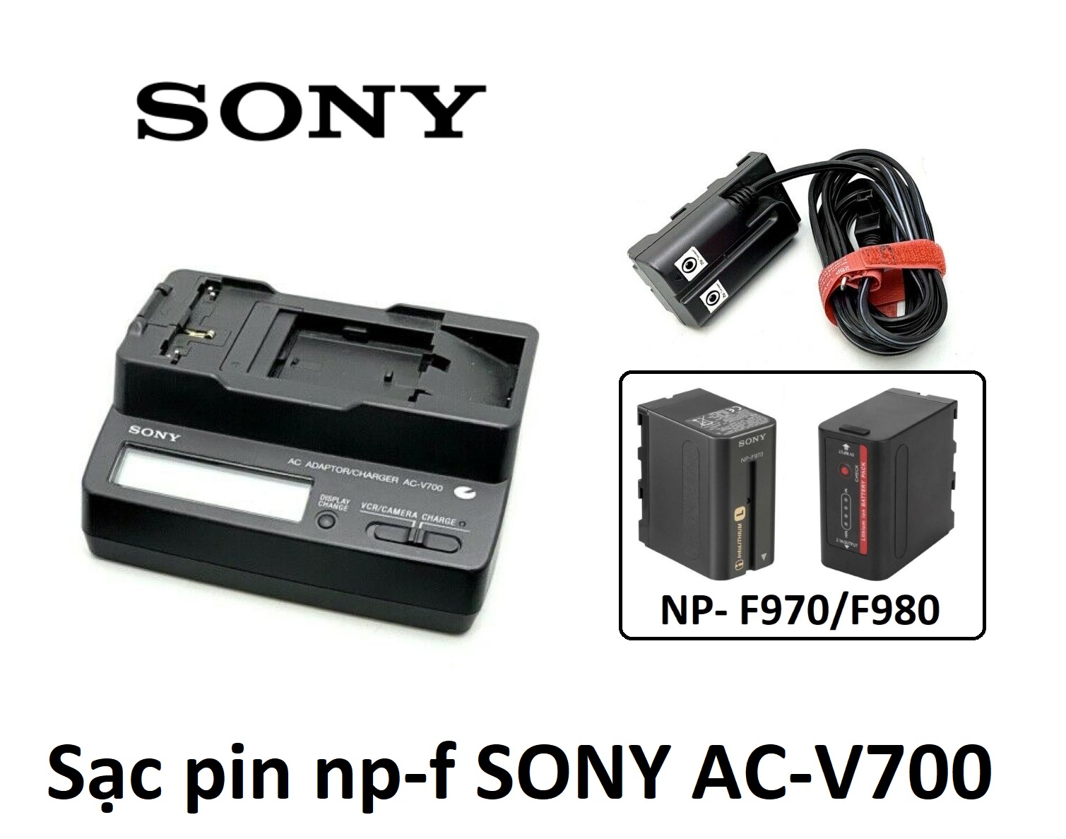 [ Sạc pin SONY chính hãng - zin Nhật 100%] Sạc Pin NP-F970/960/750/550 : SONY AC-V700,zin Nhật, chính hãng, chuyên xạc chuyên dụng cho dòng pin L, M (NP- F970, QM91/90/71) Bộ sạc nhanh pin kép dành cho nhà quay phim bán chuyên nghiệp