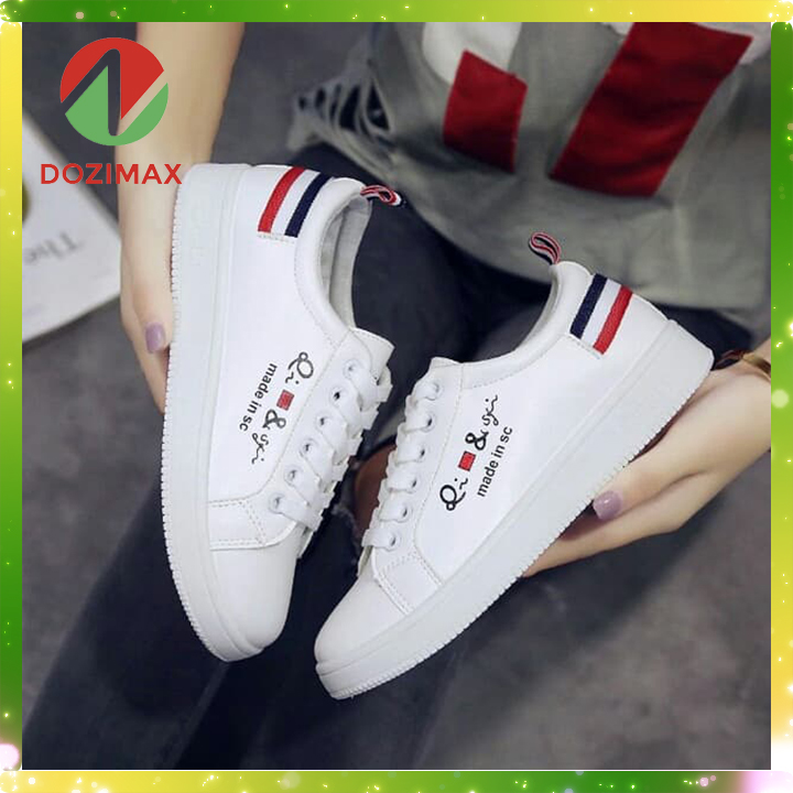 [Freeship 20K cho đơn hàng chỉ từ 30K] Giày nữ sneaker  Hàn Quốc trắng Dozimax 3S0CD chất liệu da PU đế cao su phong cách thời trang khó bám bẩn