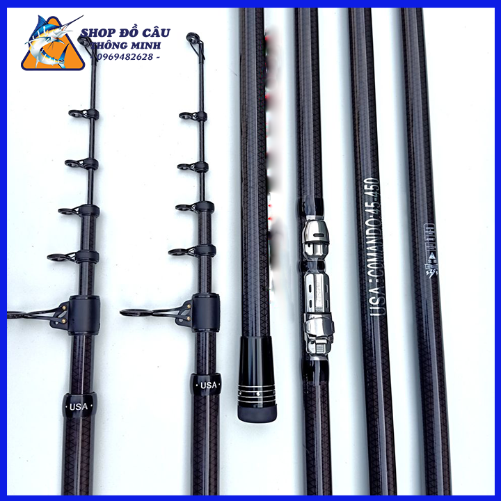 Cần Câu Lục Xa Bờ USA COMANDO AXT 45, Chất Liệu cacborn vân xoắn chìm toàn thân, Hàng cao cấp , chất liệu tốt ( Shop Đồ Câu Thông Minh )