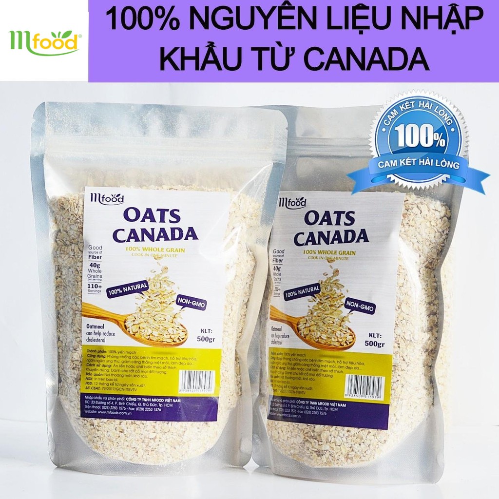 [HCM]Yến Mạch Cán Vỡ Oats Túi 500g từ Canada