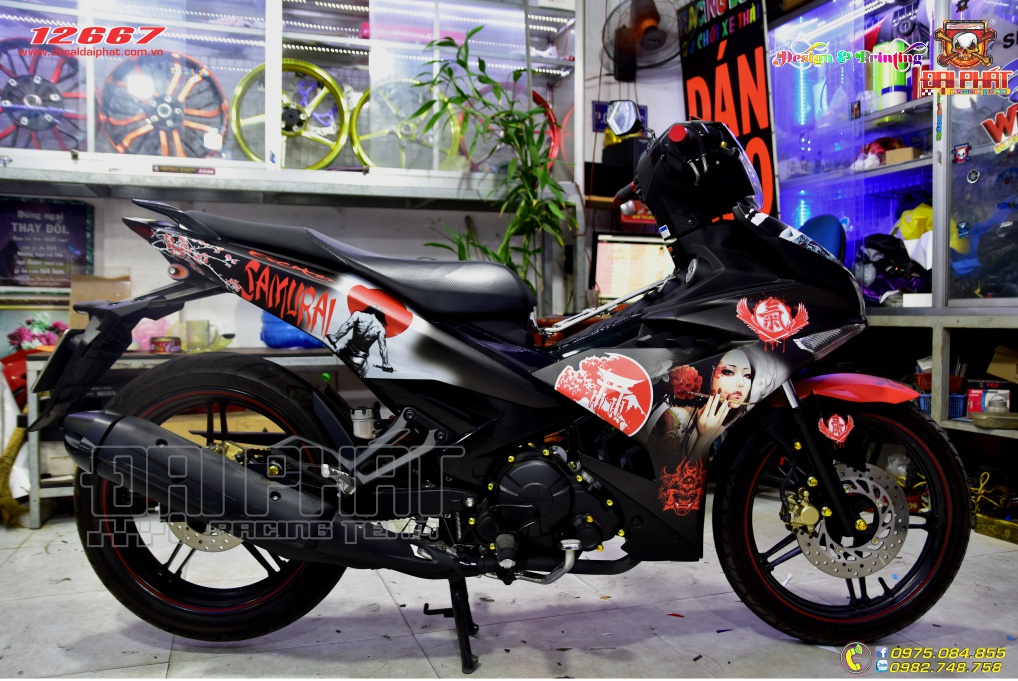 Tem Trùm Exciter 150 Samurai Đỏ Đen Nhám - E-12667