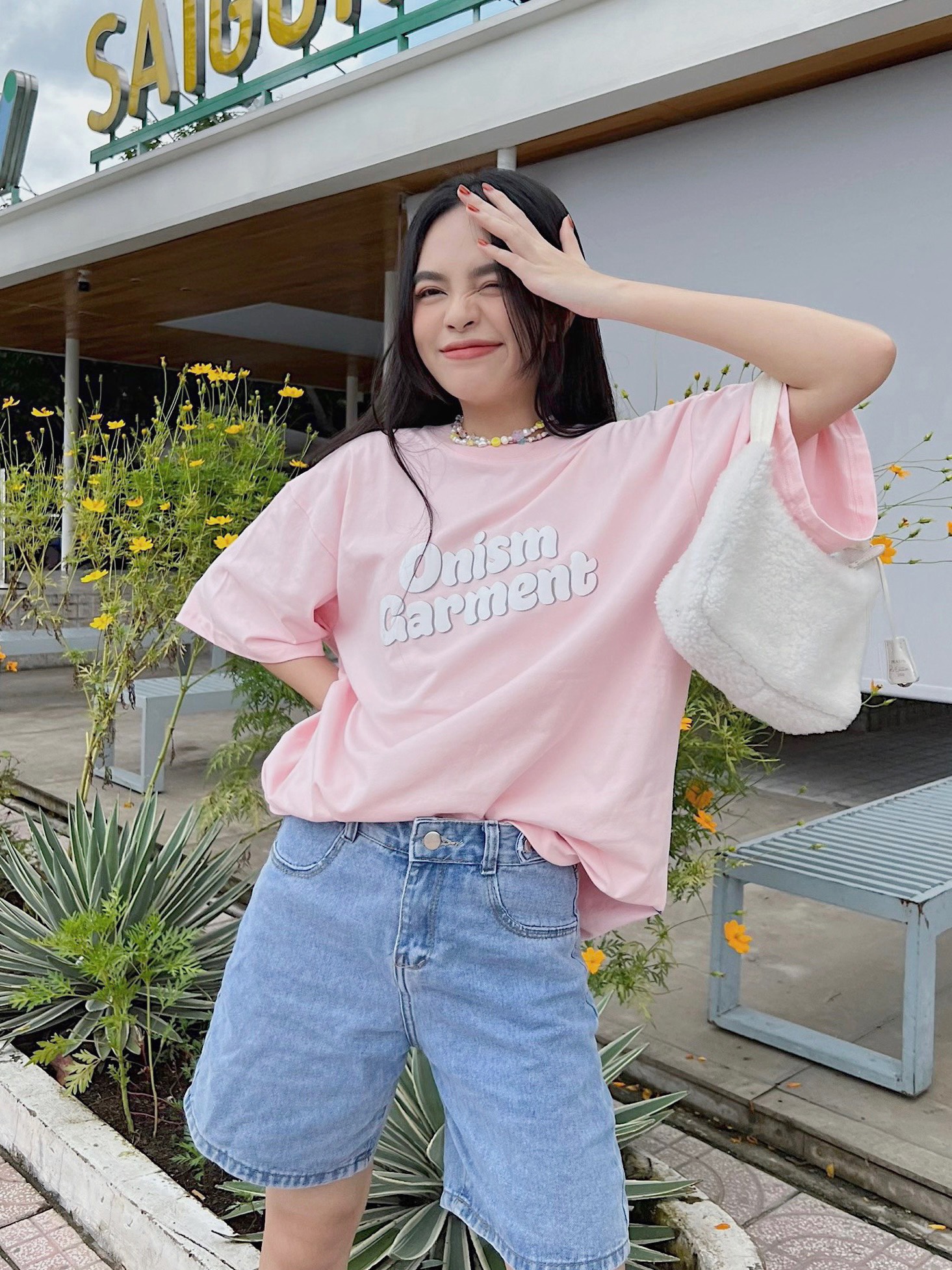Áo thun tay lỡ Basic Onism garment new color Hồng baby - Basic tee ONISM