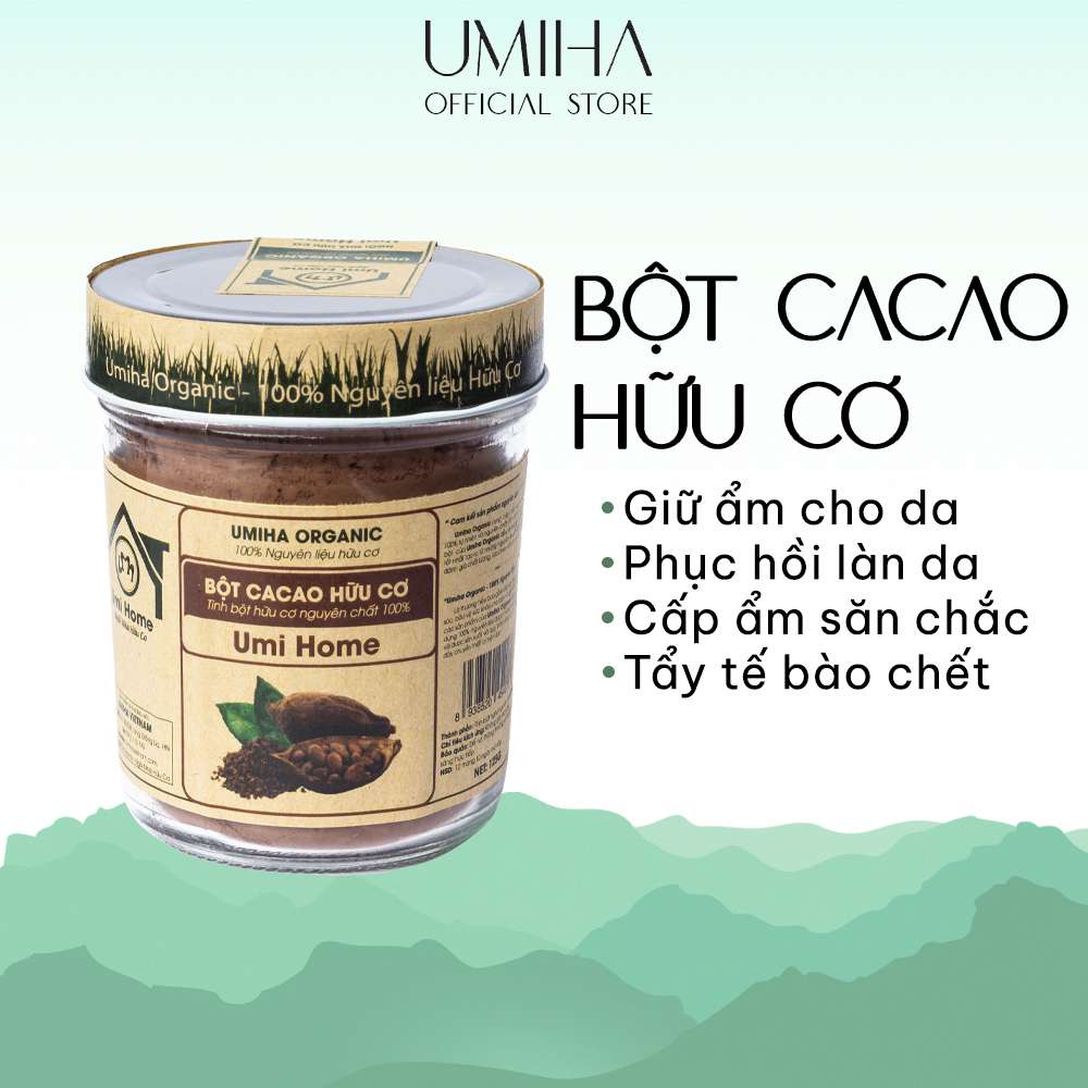 Bột CaCao hữu cơ UMIHOME 135g nguyên chất dùng tắm trắng, đắp mặt nạ dưỡng da loại bỏ mụn giúp trắng mịn da hiệu quả