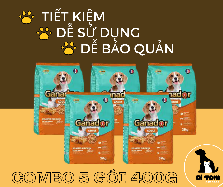 Comno 5 gói thức ăn cho chó trưởng thành vị gà nướng 400gr