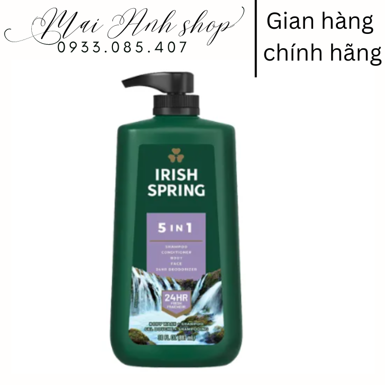 Sữa tắm gội cho nam Irish Spring chuẩn Mỹ sạch sâu thơm mùi thể thao nam tính mạnh mẽ - Mẫu mới đủ loại 946ml và 532ml