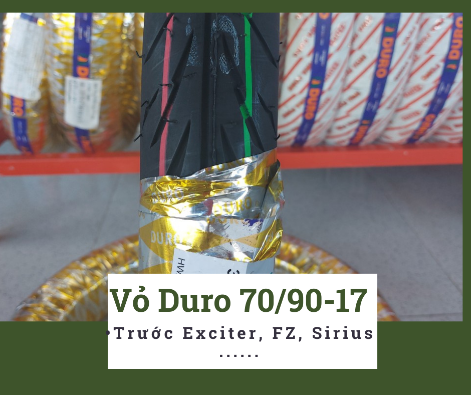 Lốp duro 70/90-17 dành cho bánh trước exciter, fz, winner, các loại xe phổ thông- nk thái lan