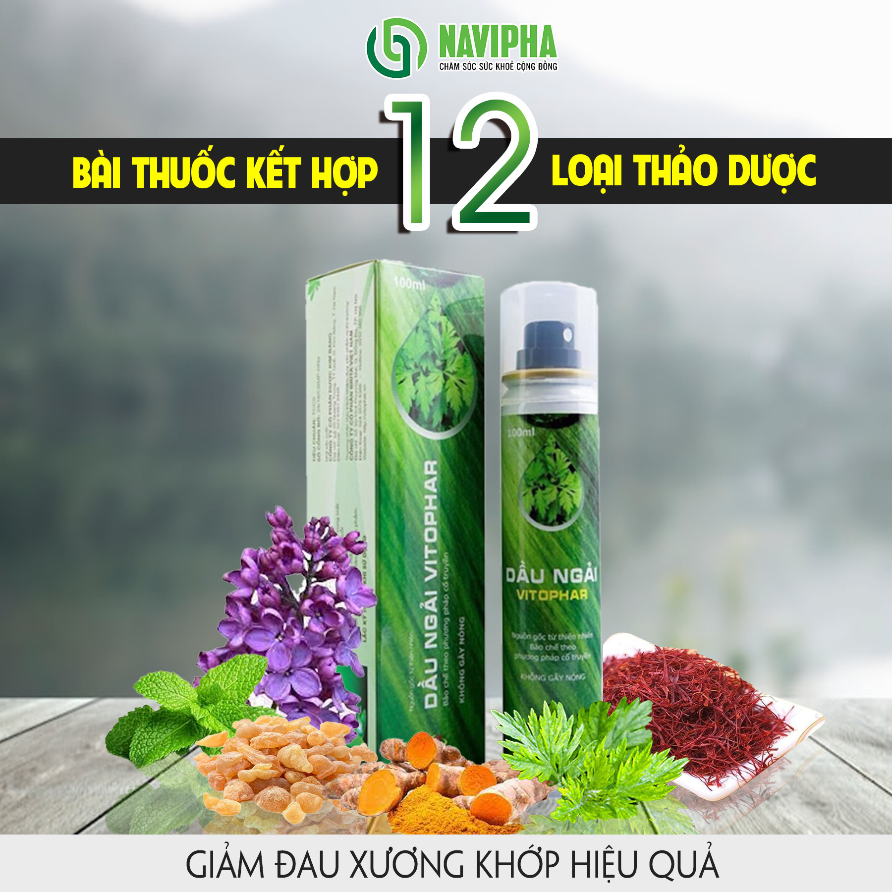 Tinh dầu ngải cứu vitophar - giảm đau nhức xương khớp (dạng xịt 100ml)