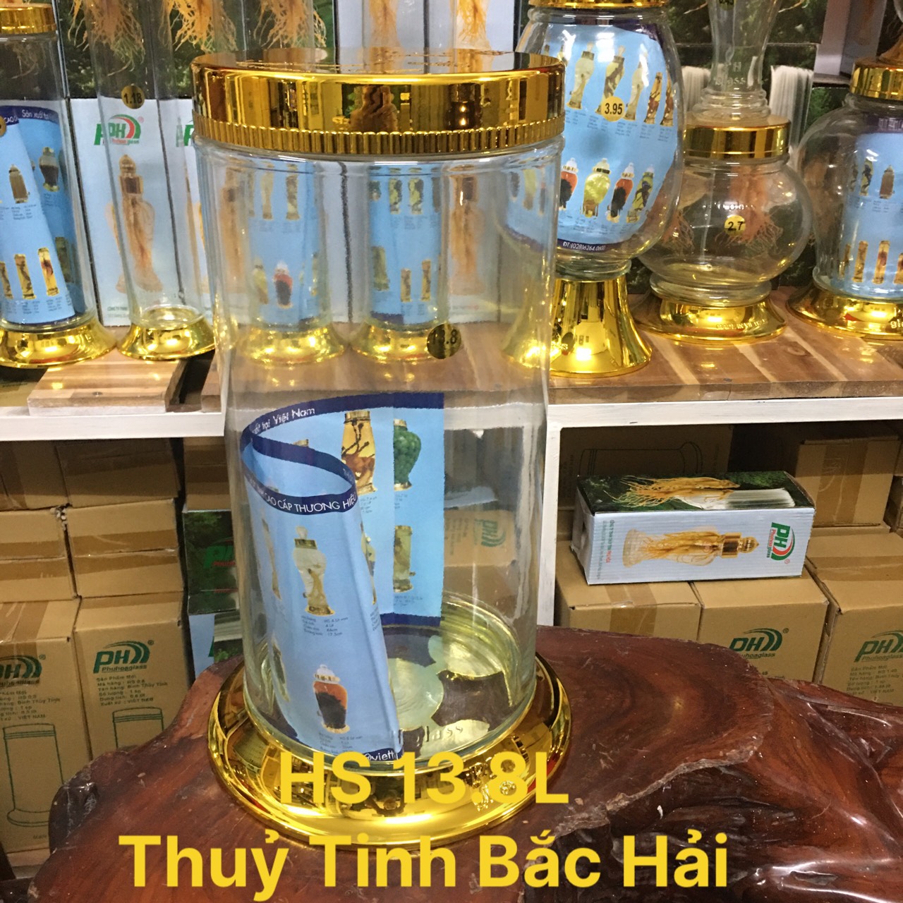 Bình thủy tinh và hũ thủy tinh ngâm rượu hs13.8lít -thủy tinh bắc hải