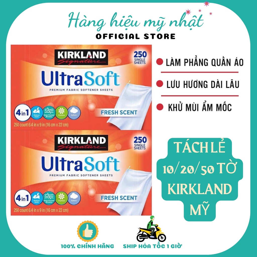 Giấy thơm quần áo Kirkland Mỹ 240 tờ Giấy làm mềm quần áo