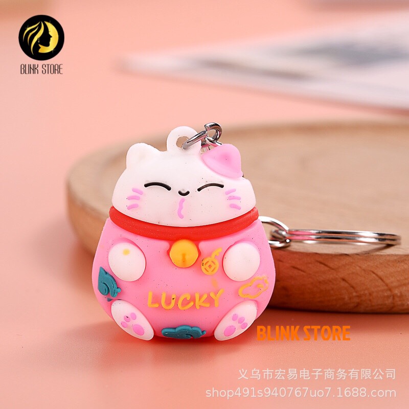 Móc chìa khóa hình mèo may mắn dùng cho khóa xe máy, ô tô, treo balo, túi xách chất liệu cao su mềm dẻo cực bền, phụ kiện trang trí đáng yêu, đem lại may mắn cho người sử dụng 5