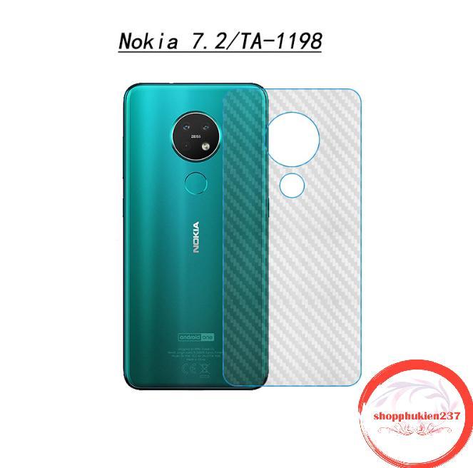 Miếng dán lưng Nokia 7.2 Dán dẻo vân Carbon mặt lưng chống trầy