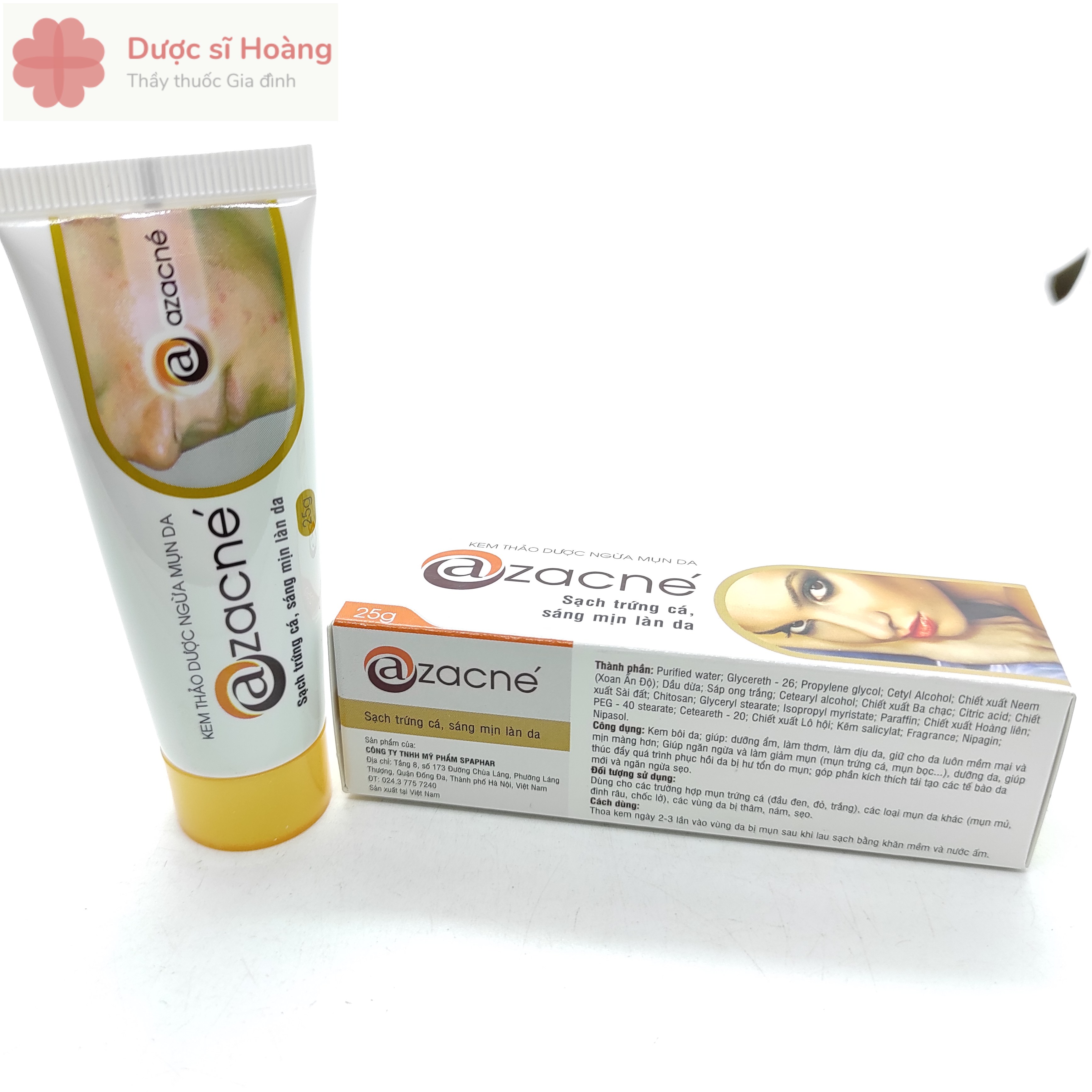 Azacné azacne - kem bôi thảo dược giúp làn da sáng mịn - tuýp 25g