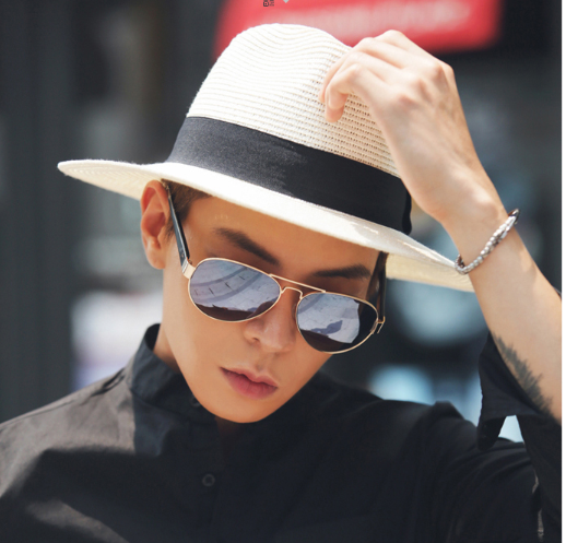 Mũ fedora nam thời trang, nón phớt cói nam màu trắng, mũ phớt nam cao cấp, mũ panama nam rộng vành