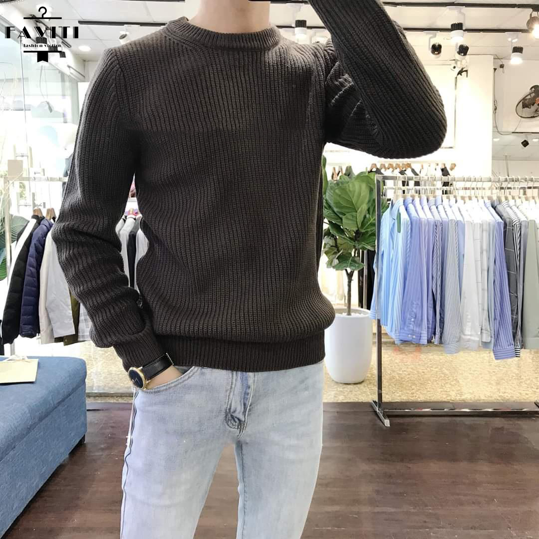 Áo Len Nam Cổ Tròn Hạt Gạo Loại Đẹp Cao Cấp Thời Trang FAVITI AL69