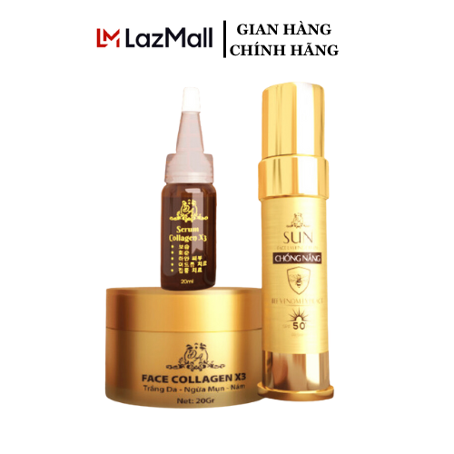 Combo 3 Face Chống Lão Hóa.kem face + serum + kem chống nắng