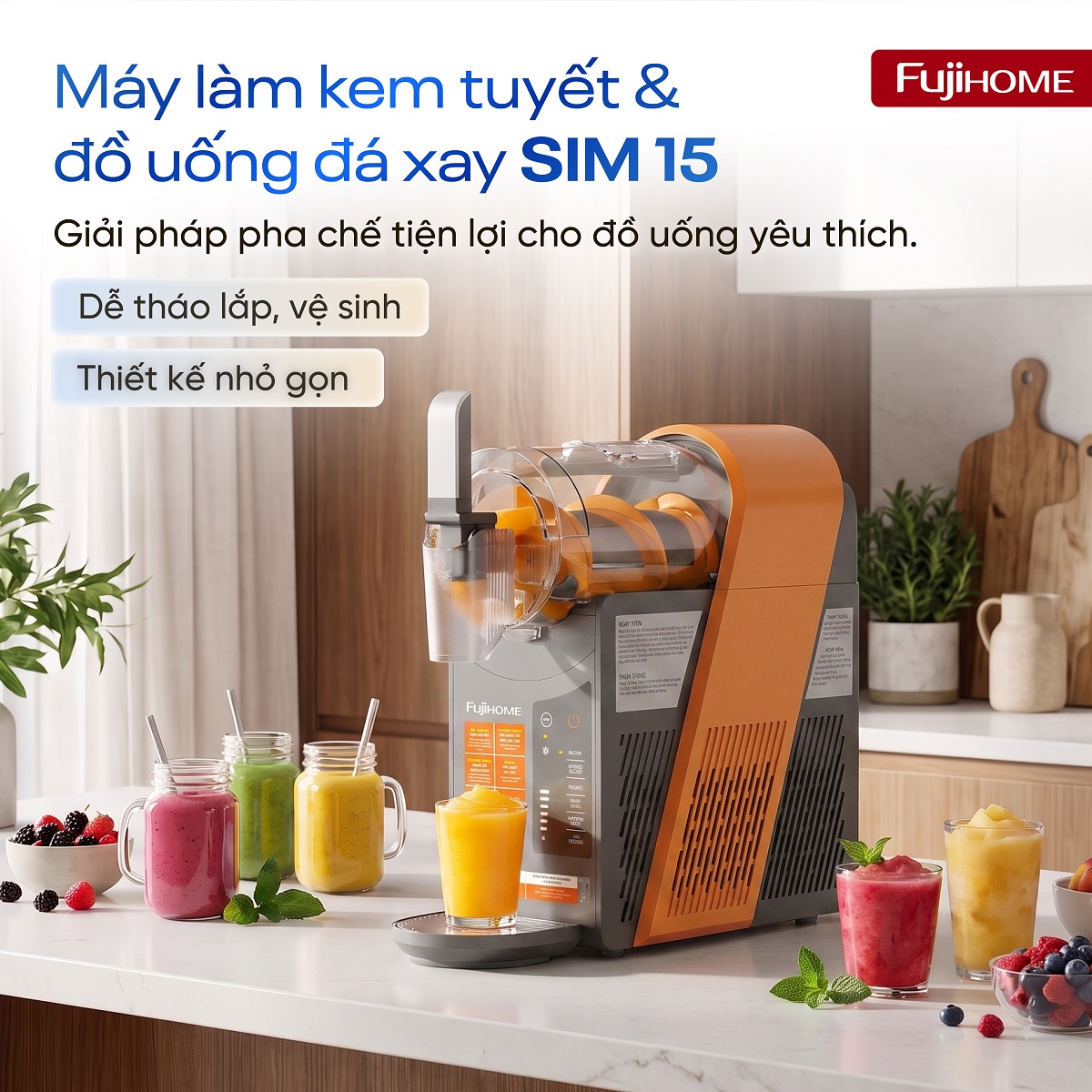 Máy làm kem tuyết Fujihome SIM15 - Làm đồ uống đá xay, Đa dạng hóa menu đồ uống